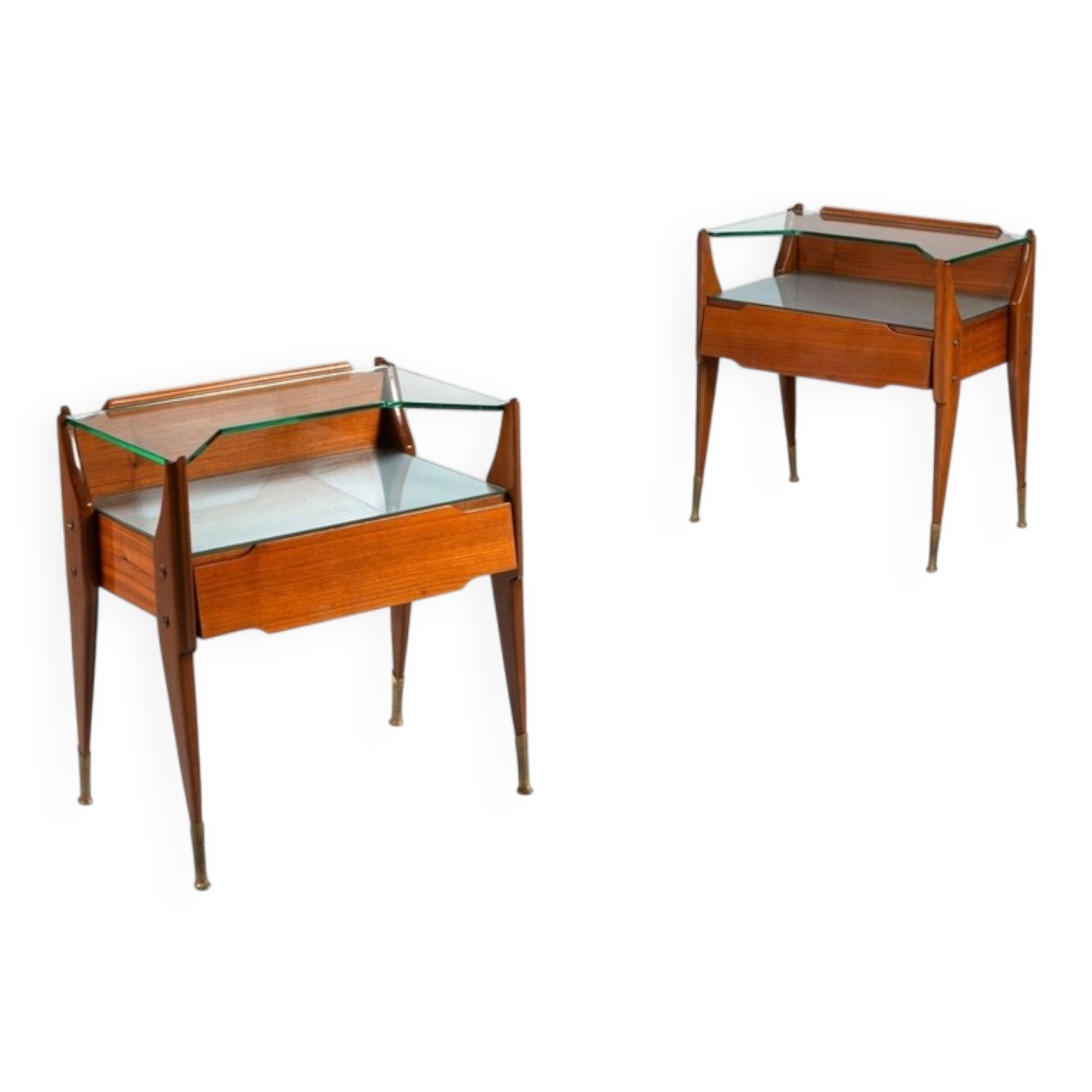 Pair of nightstands in teak La Permanente Mobili Cantù Italy 1950