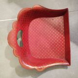Napoleon III red crumb tray with golden star pattern in boiled cardboard