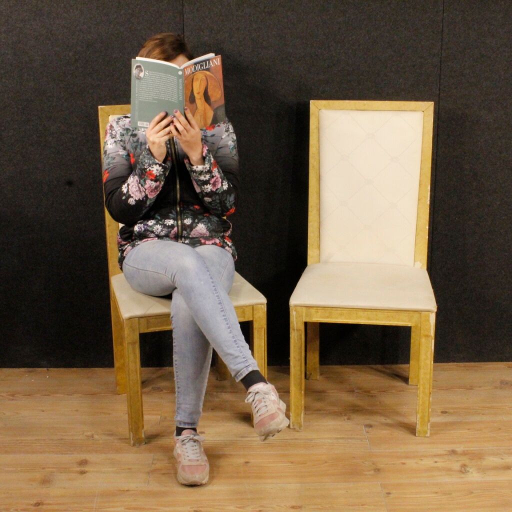 8 lacquered and painted Italian chairs from 20th century