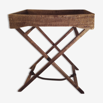 Plateau on foot vintage rattan