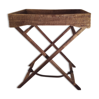Plateau on foot vintage rattan
