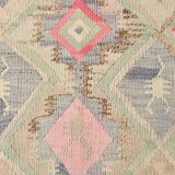 3x12 Pink & Beige Geometric Kilim Runner Rug, 94x378Cm