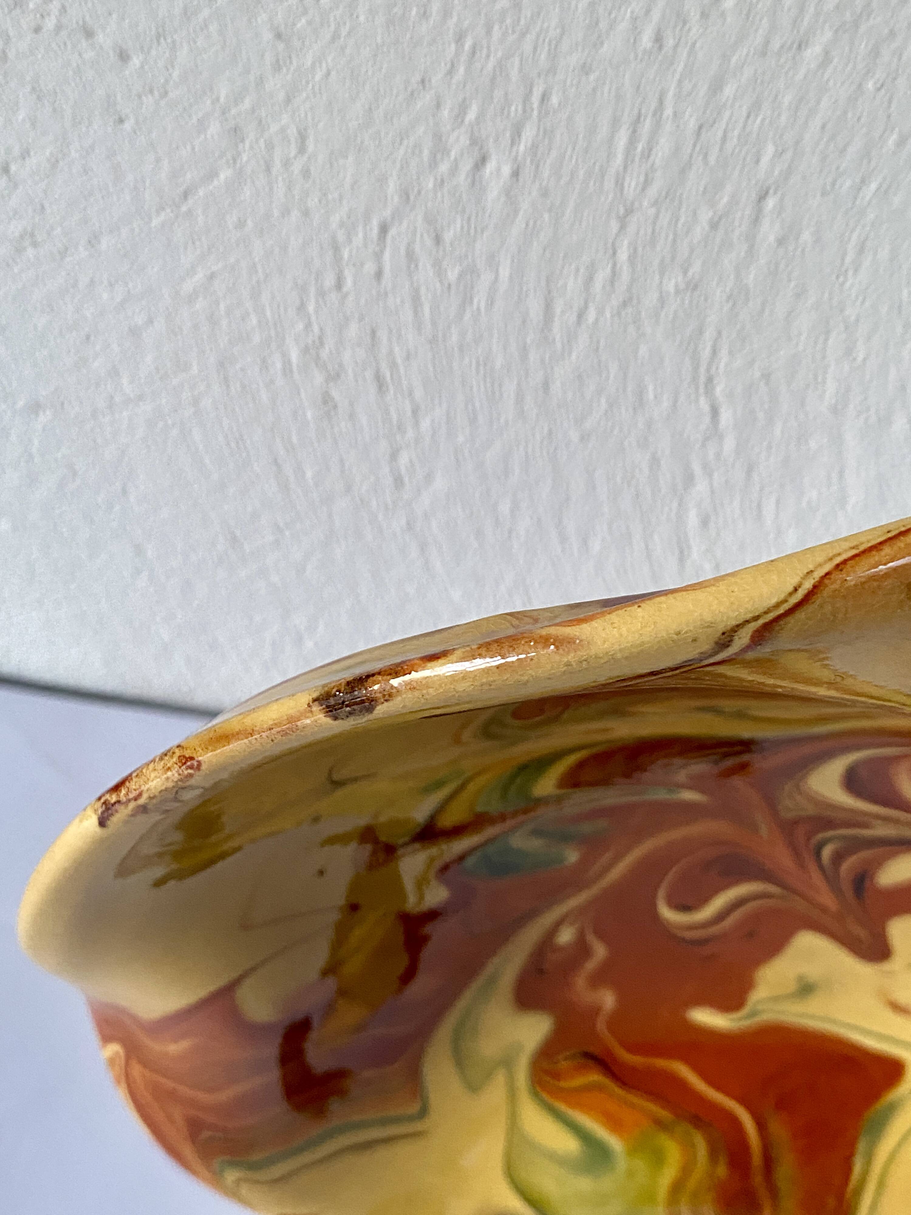 Dish on foot, glazed Provençal ceramic