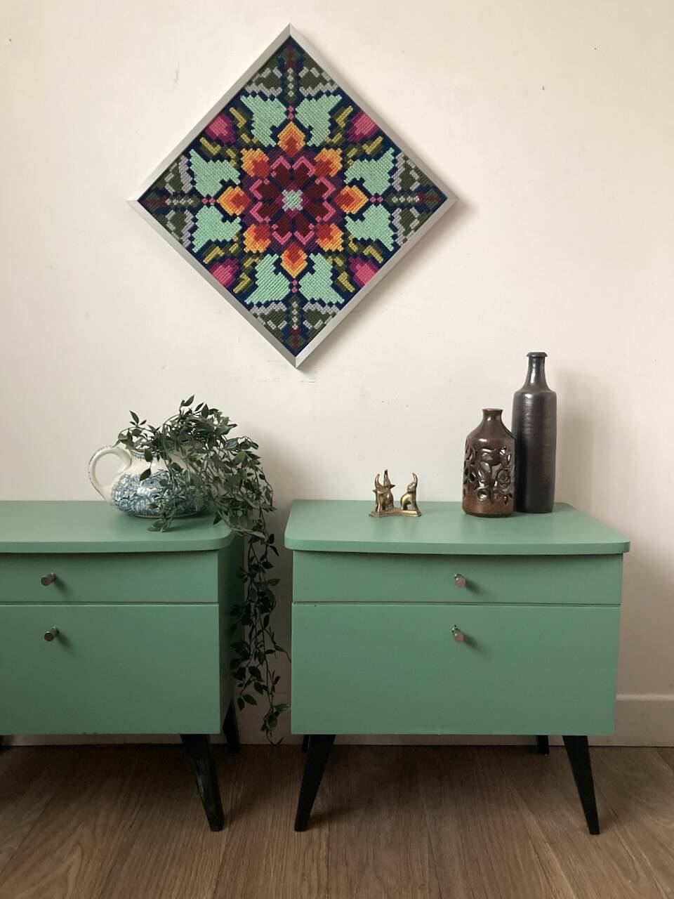 Pair of revamped 60s bedside tables