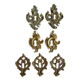 Set of 7 bronze lock entries, for antique furniture