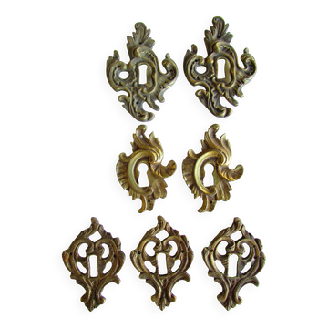Lot de 7 entrées de serrure en bronze, pour meubles anciens