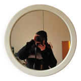 vintage white round mirror