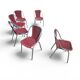6 x red aluminium indoor/outdoor chair with synthetic weave (wicker/rattan look) 1980s