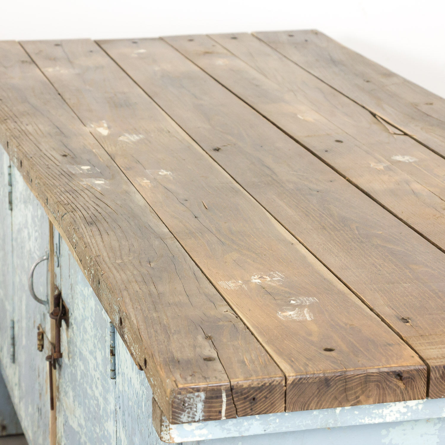 Antique industrial workbench