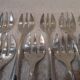 12 silver-plated oyster forks, Ercuis goldsmith, baguette-shaped, 14.3 cm