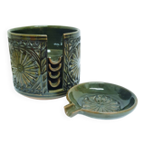 1970's pottery ashtray set
