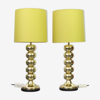 Pair of brass table lamps by Aneta Design Uno Dahlen Sweden 1960s