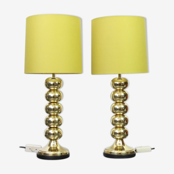 Paire de lampes de table en laiton par Aneta Design Uno Dahlen Suède années 1960