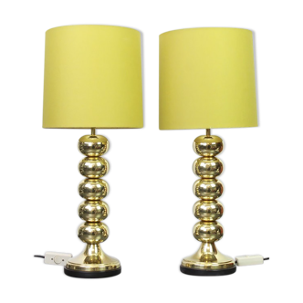 Pair of brass table lamps by Aneta Design Uno Dahlen Sweden 1960s