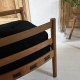 Scandinavian lounge chair COJA in wood and leather, 1960s