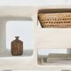Concrete shelf - Length 60 cm - 5 niches - Mineral n°4
