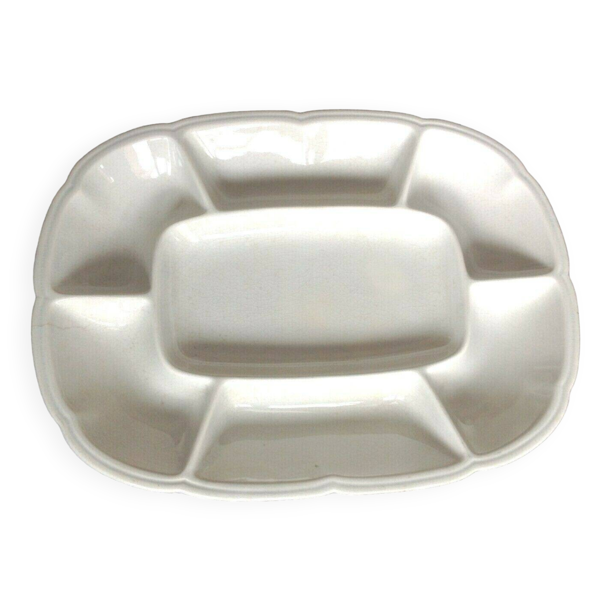 White compartment dish from Sarreguemines & Digoin / vintage 50s-60s