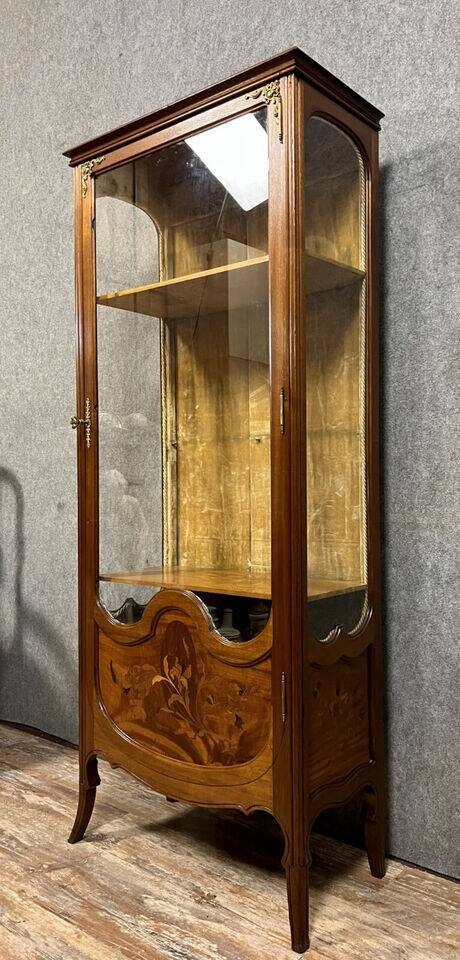 After Majorelle: Art Nouveau period iris display case in late 19th century marquetry