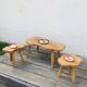 Vintage brutalist coffee table 70 and its 2 stools