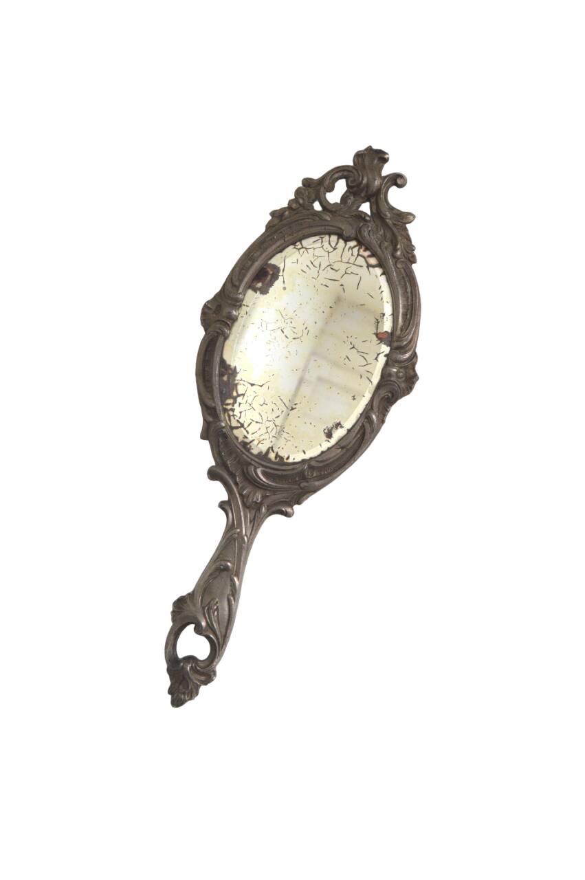 Pewter hand mirror