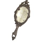 Pewter hand mirror