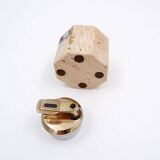 Vintage octagonal table lighter by Cerri Nestore in travertine - Italy 1970s