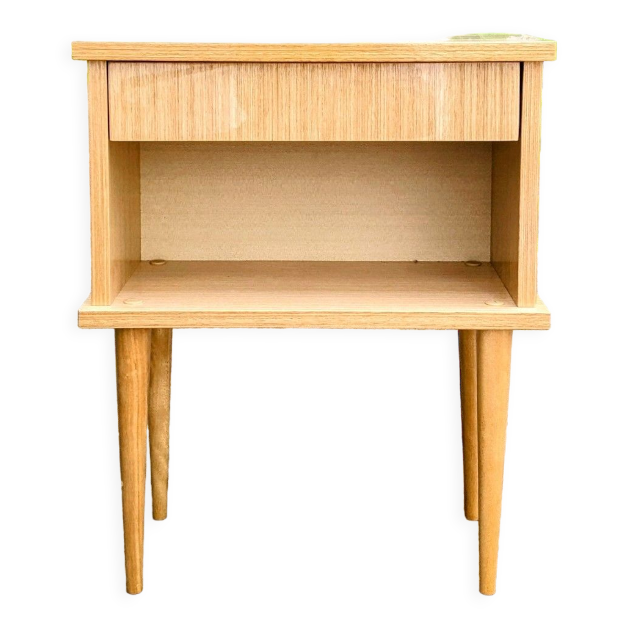 Bedside light oak feet spindles 60s