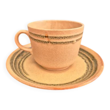 Grande tasse et soucoupe gres vintage