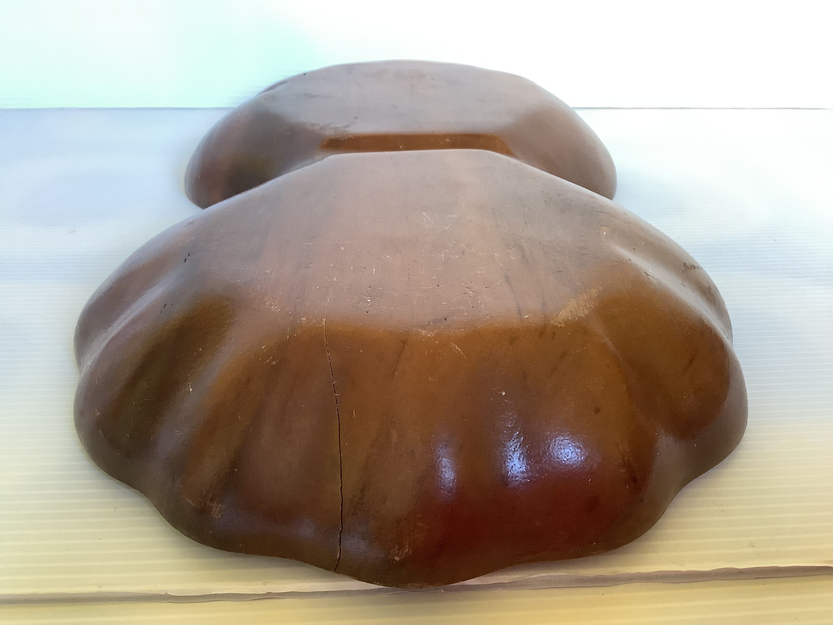 Mother-of-pearl and wooden fruit basket