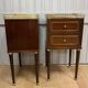 Pair of Louis XVI style bedside tables in mahogany