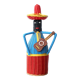 Bottle covered with scoubidou, musician, 60s