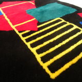 80s Postmodern Red Black carpet rug
