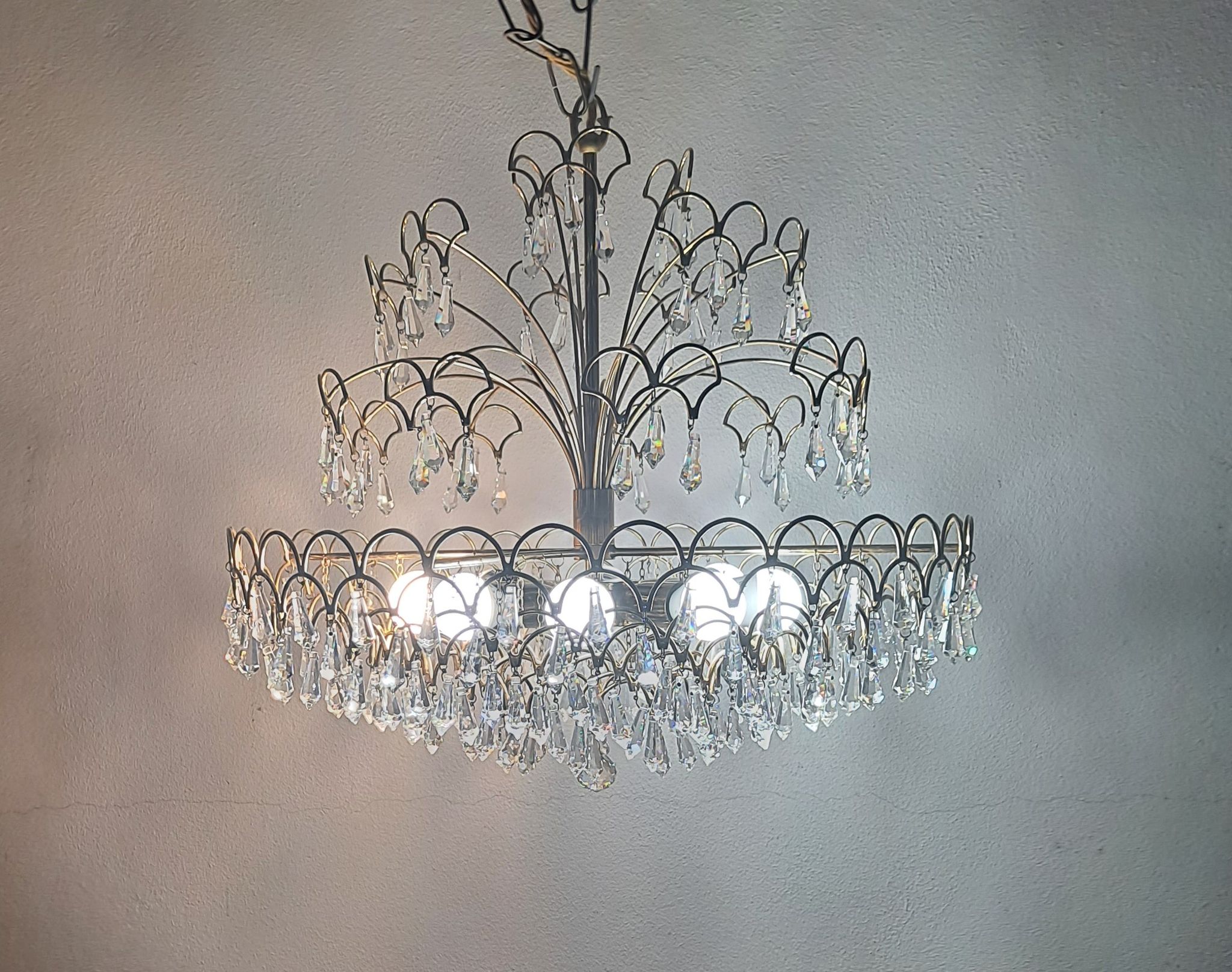 Lustre en cristal italien vintage 8 lumières