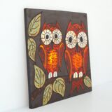 Wall decoration Owls in ceramic relief from the 60s / 70s