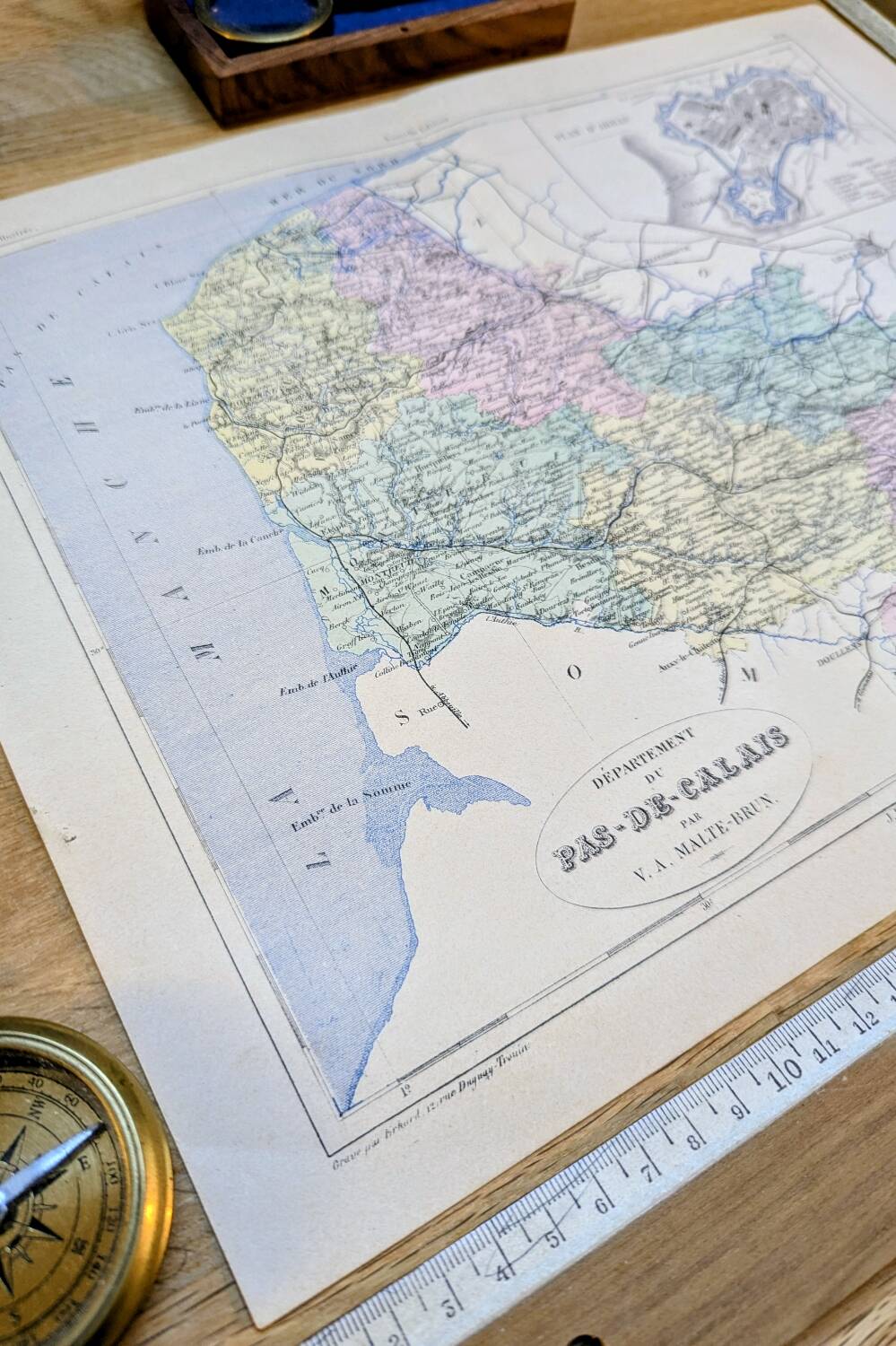 Pas-de-Calais, old map, printed in 1883.