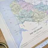 Pas-de-Calais, old map, printed in 1883.