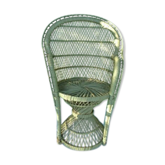 Armchair Emmanuelle Vert in wicker rattan for doll / vase holder