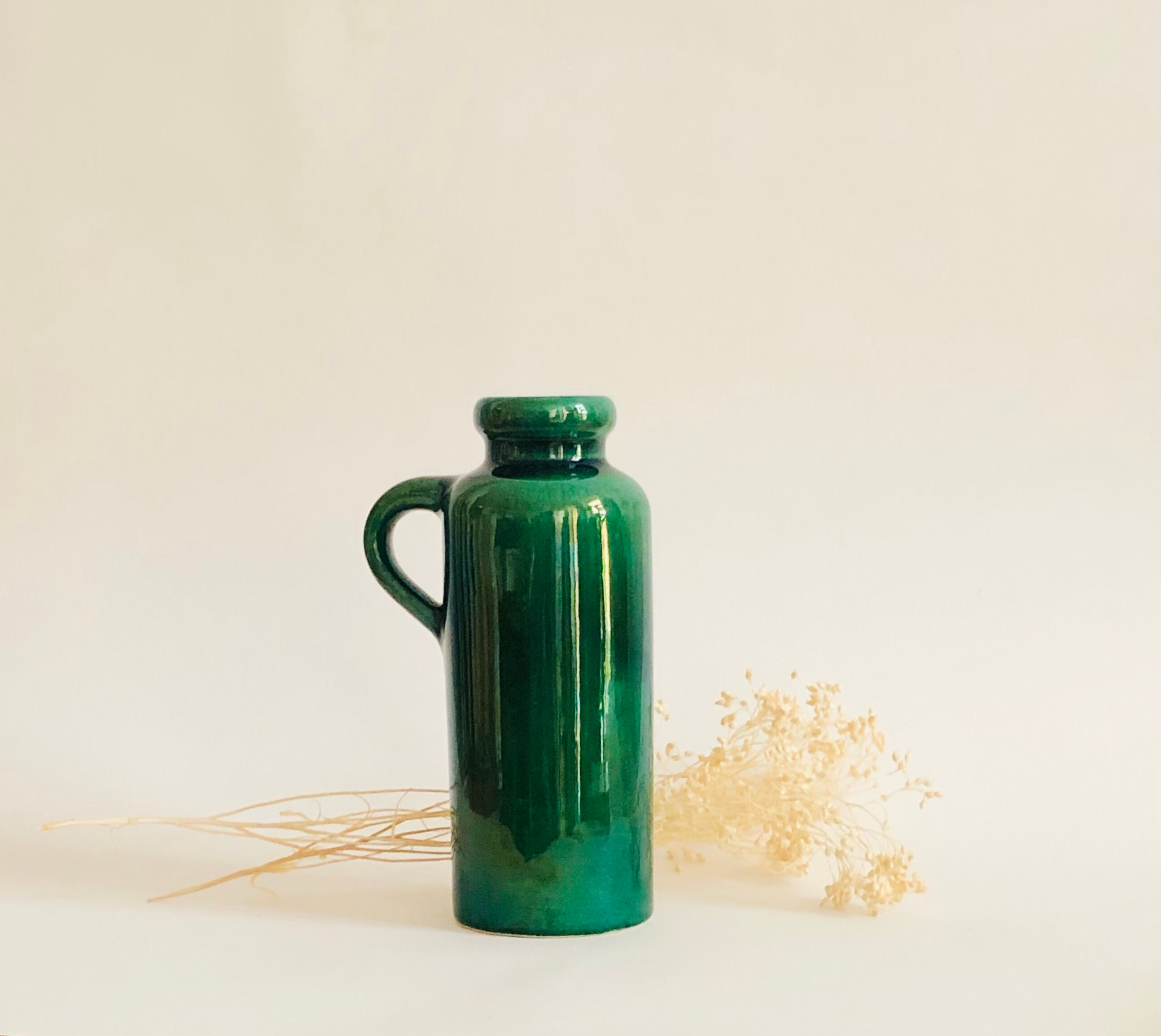 Soliflore vase in iridescent green ceramic West Germany