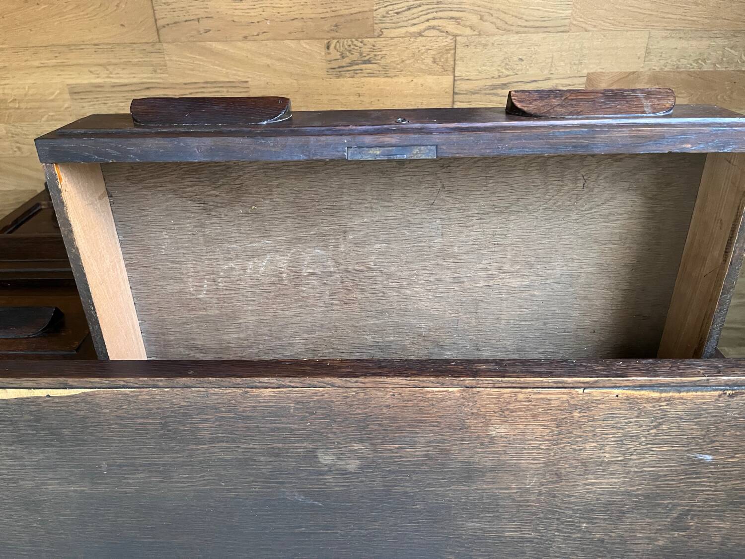 1940s accounting desk in oak and dark oak veneer