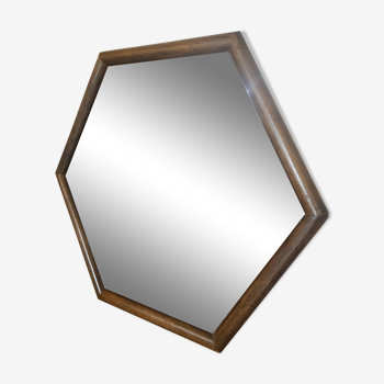 Large hexagonal mirror bizeauté vintage 1970