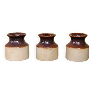 Set of 3 two-tone stoneware pots