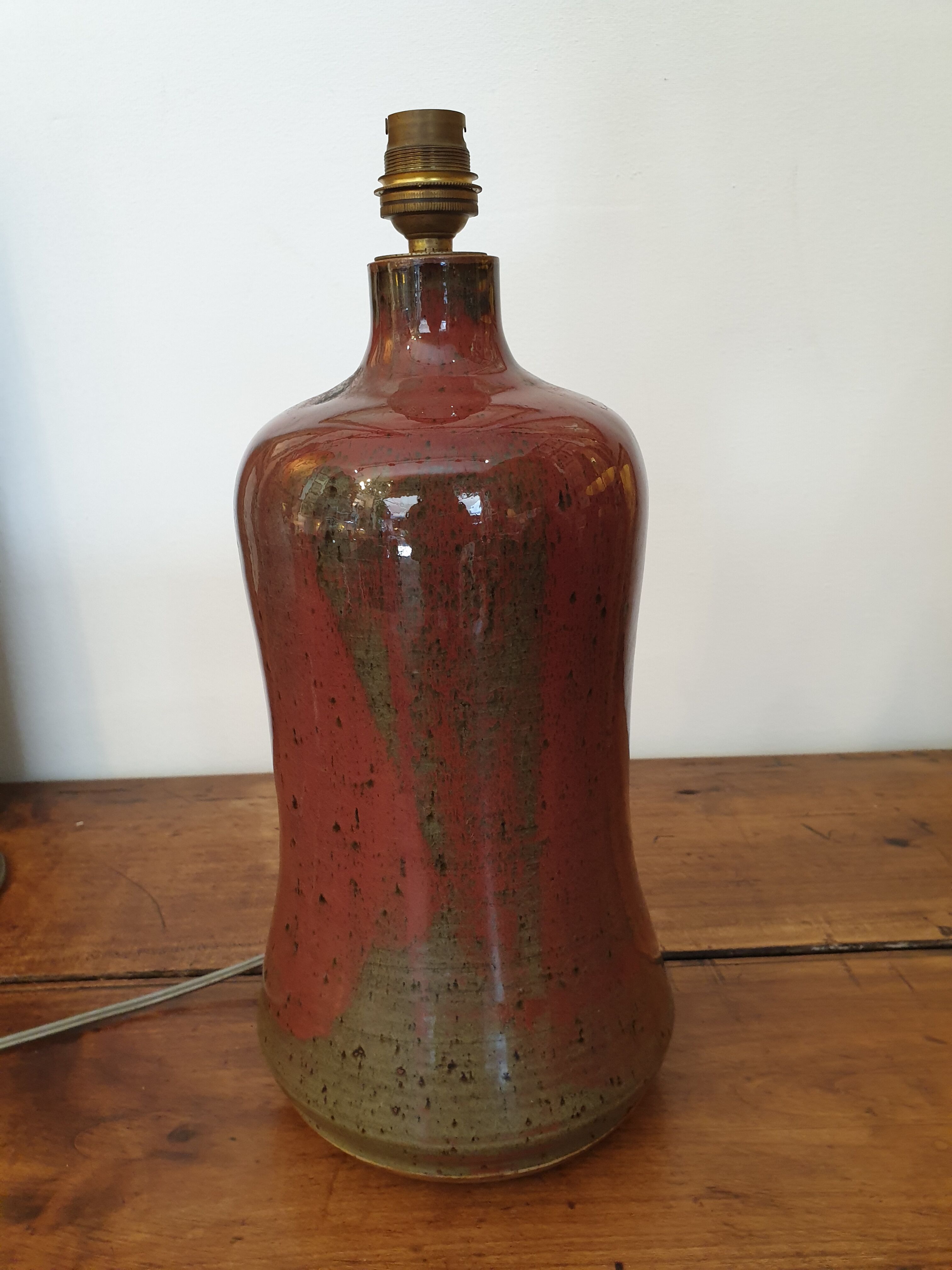 Vintage lamp foot in enamelled pyrity stoneware