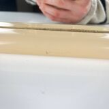 Square plastic mirror with rounded edges, cream, 1970s/80s.