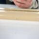 Square plastic mirror with rounded edges, cream, 1970s/80s.