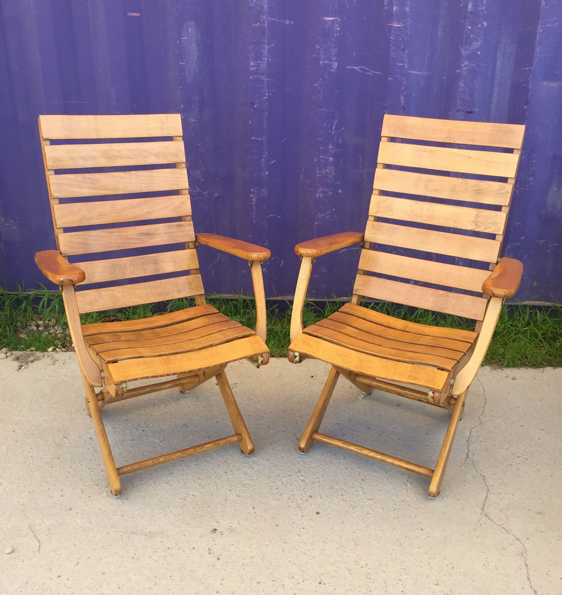 Pair of folding wooden armchairs brand Sodibois