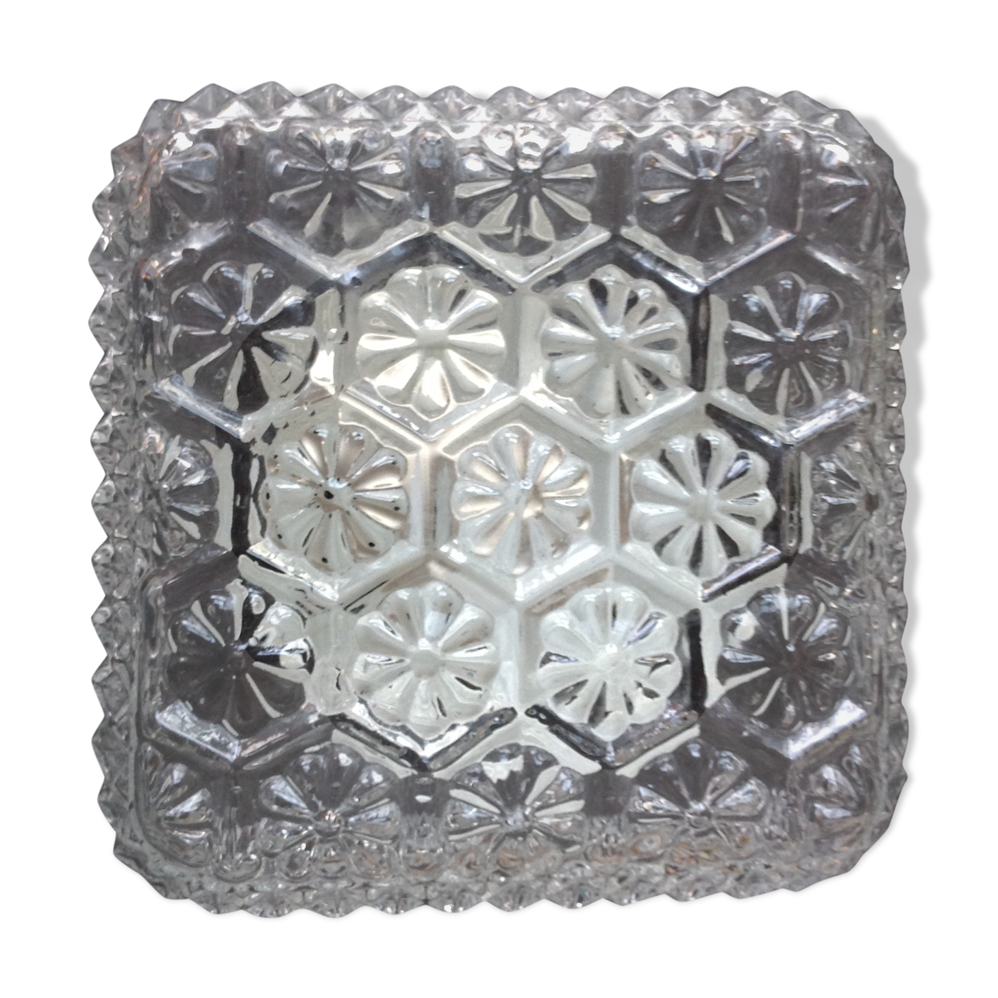 Structured /vintage square glass ceiling lamp 60s-70s