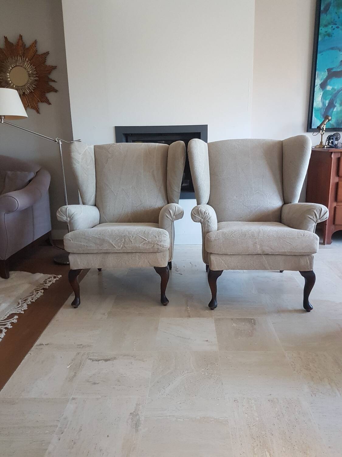 Pair of wing chairs