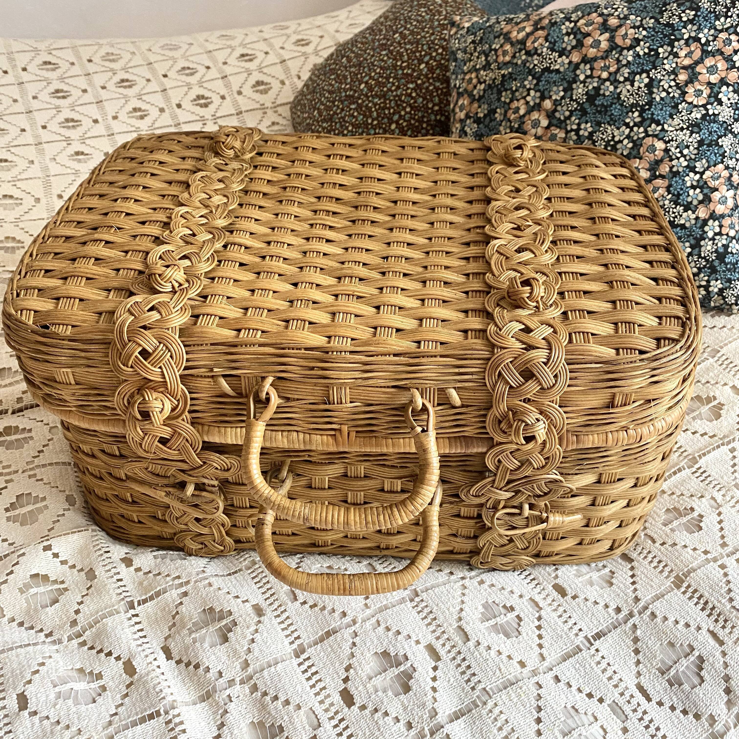Vintage rattan suitcase