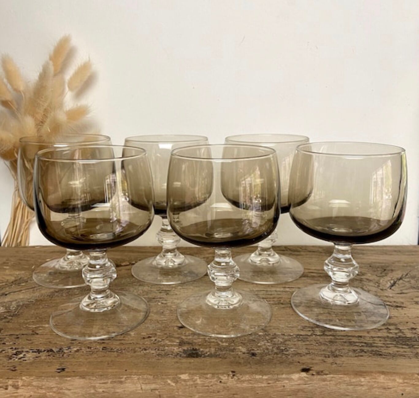 Set of 6 smoked glasses luminarc france