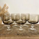 Set of 6 smoked glasses luminarc france